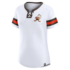 Cleveland Browns Women's Brownie The Elf Gridiron Classics Sunday Best Lace-Up T-Shirt - White - Fanatics
