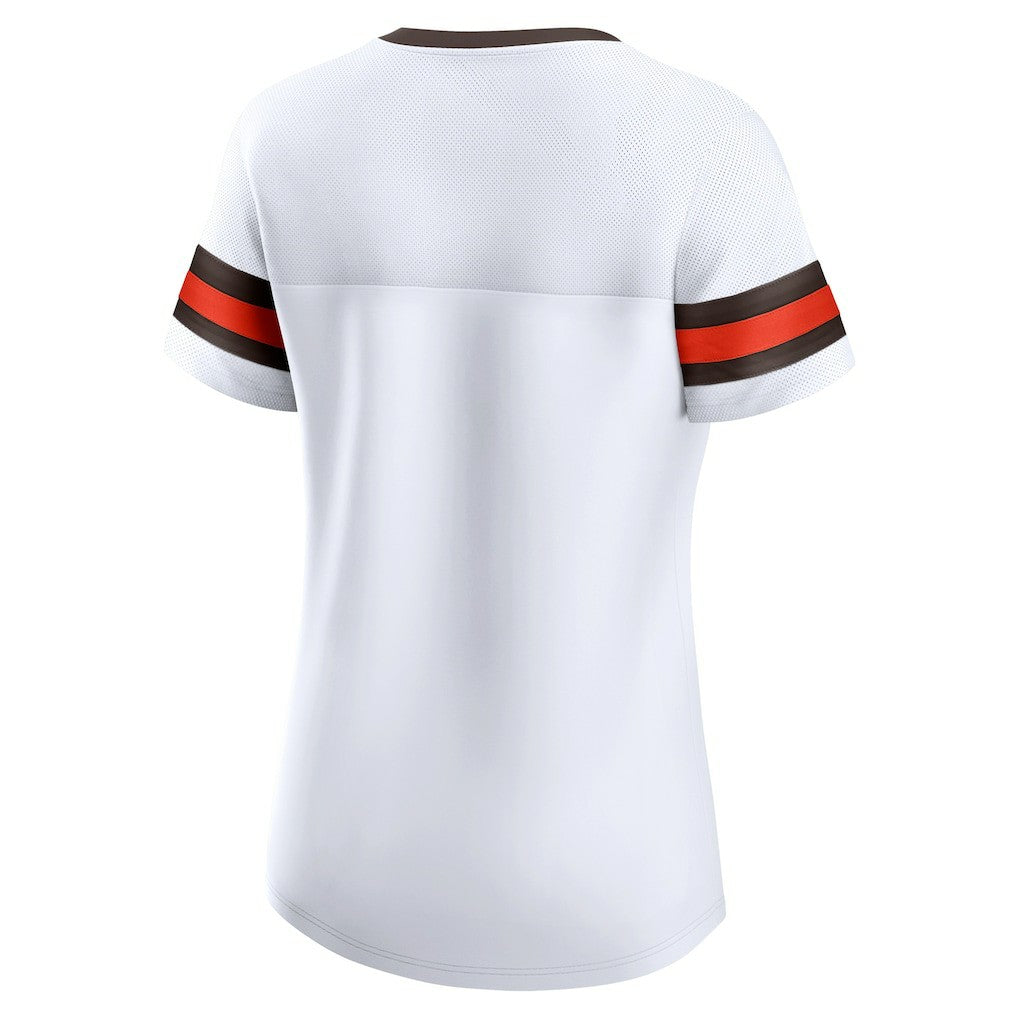 Cleveland Browns Women's Brownie The Elf Gridiron Classics Sunday Best Lace-Up T-Shirt - White - Fanatics