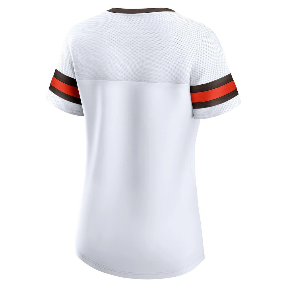 Cleveland Browns Women's Brownie The Elf Gridiron Classics Sunday Best Lace-Up T-Shirt - White - Fanatics