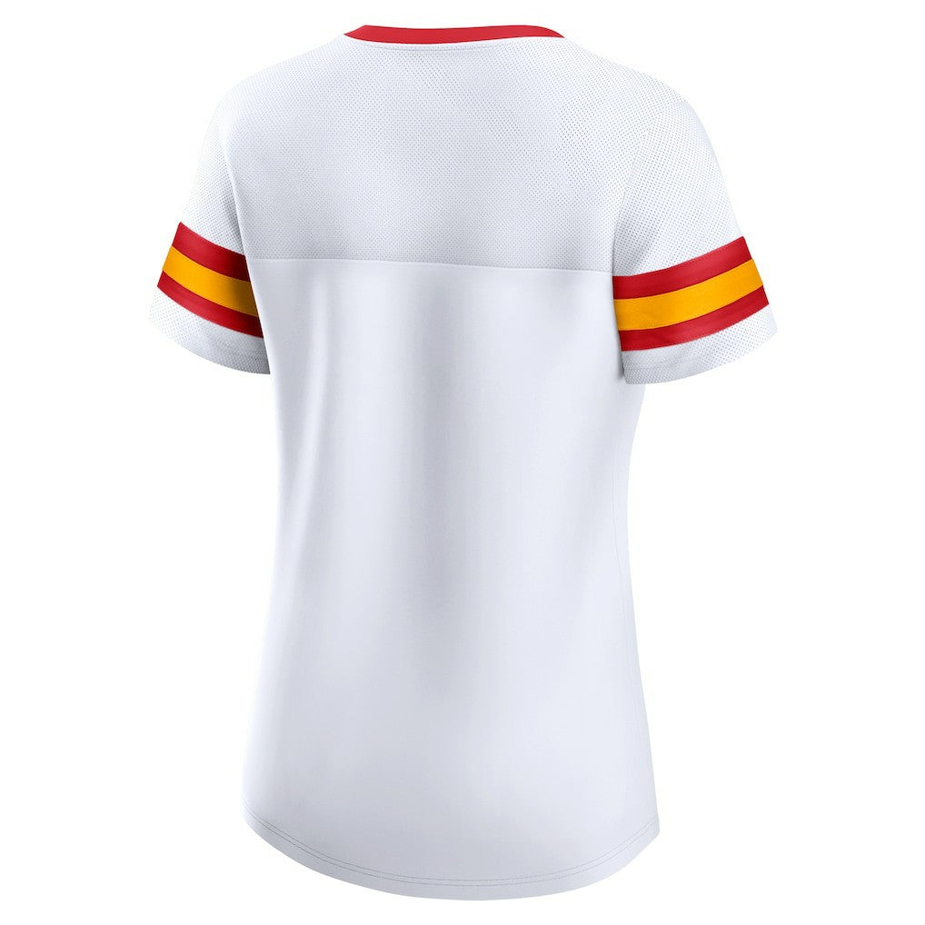 Kansas City Chiefs Women's Sunday Best Lace-Up T-Shirt - White - Fanatics