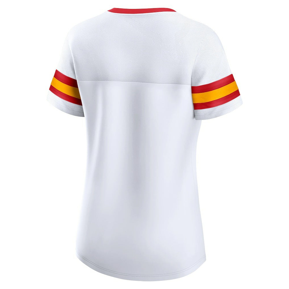 Kansas City Chiefs Women's Sunday Best Lace-Up T-Shirt - White - Fanatics