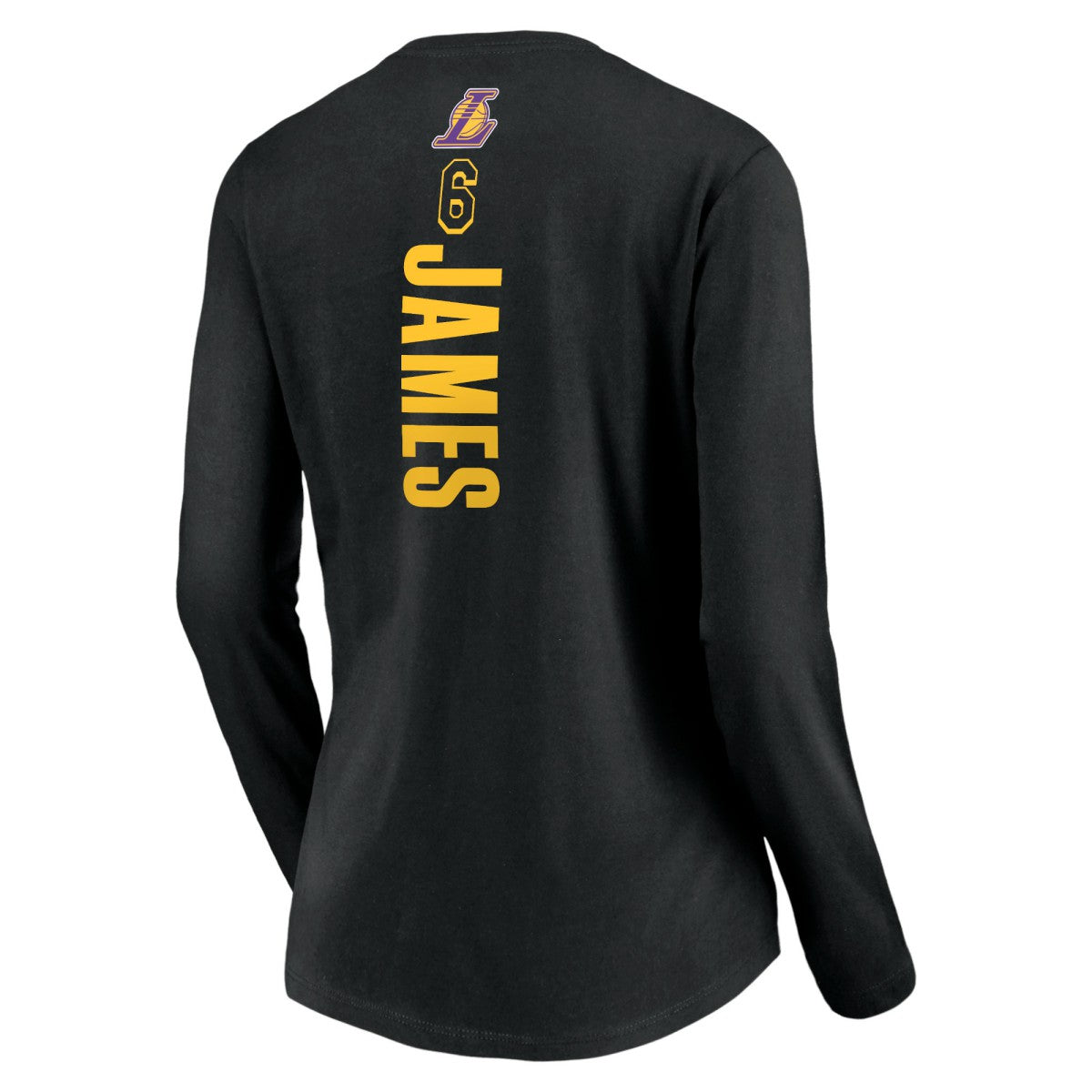 LeBron James Los Angeles Lakers Women's #6 Playmaker Name & Number Long Sleeve V-Neck T-Shirt Black