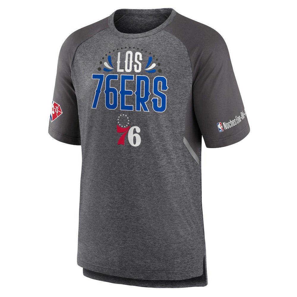 Fanatics Philadelphia 76ers 2022 Noches Ene-Be-A Core Shooting Raglan T-Shirt Heathered Gray