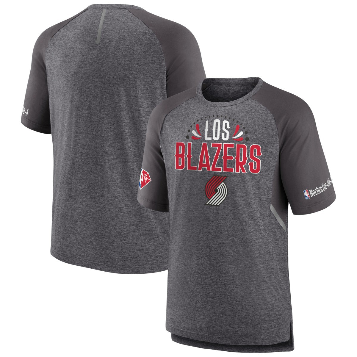 Fanatics Portland Trail Blazers 2022 Noches Ene-Be-A Core Shooting Raglan T-Shirt Heathered Gray