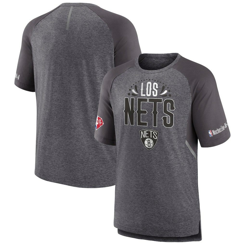 Fanatics Brooklyn Nets 2022 Noches Ene-Be-A Core Shooting Raglan T-Shirt Heathered Gray