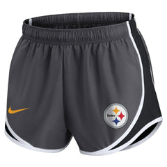 Pittsburgh Steelers Women's Plus Size Logo Performance Tempo Shorts - Charcoal - Nike