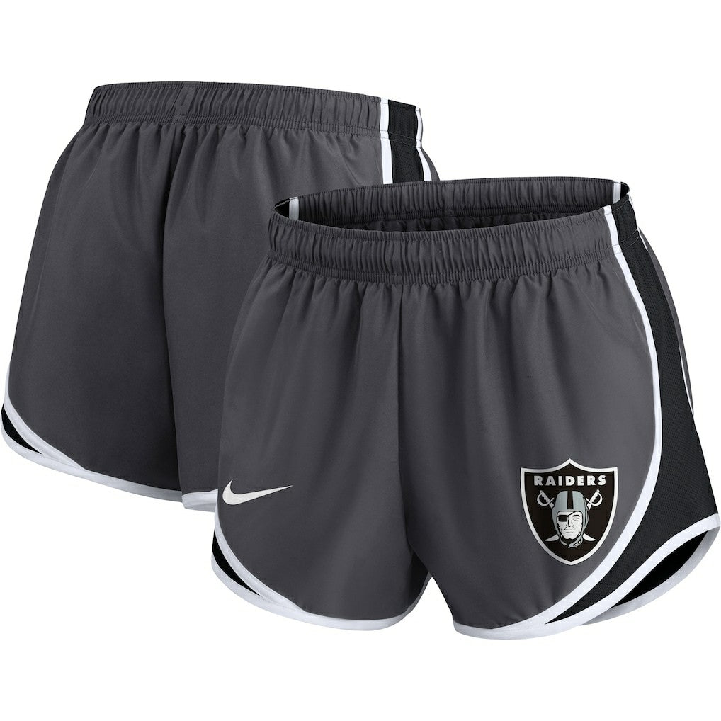 Las Vegas Raiders Women's Plus Size Logo Performance Tempo Shorts - Charcoal - Nike