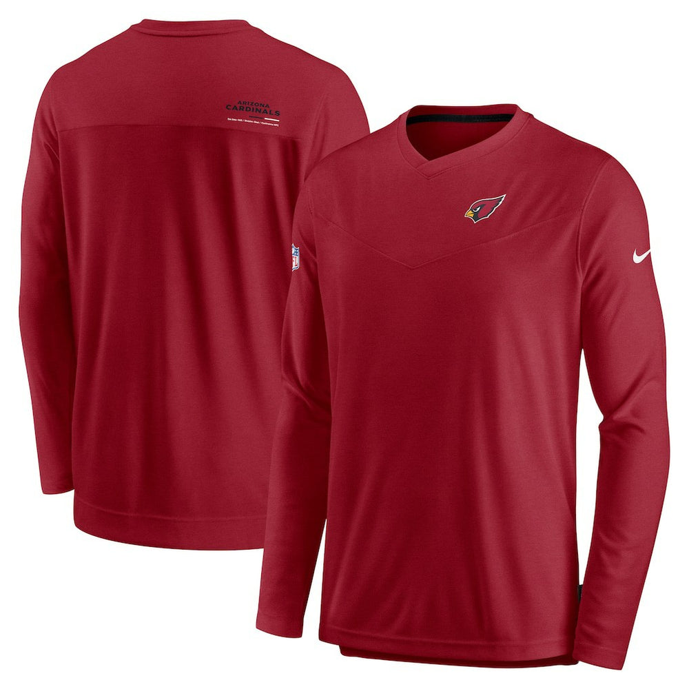 Arizona Cardinals Sideline Coach Chevron Lock Up Long Sleeve V-Neck Performance T-Shirt - Cardinal - Nike
