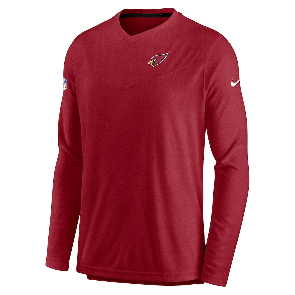 Arizona Cardinals Sideline Coach Chevron Lock Up Long Sleeve V-Neck Performance T-Shirt - Cardinal - Nike