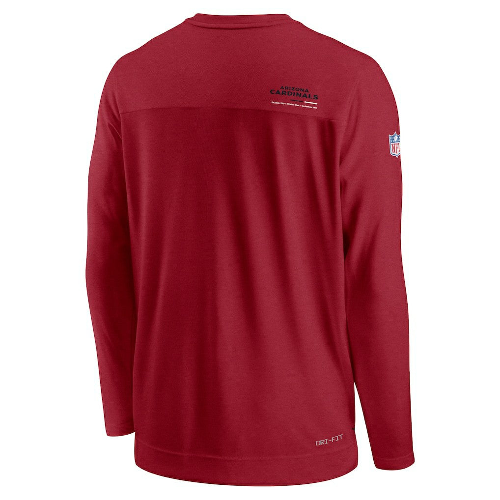 Arizona Cardinals Sideline Coach Chevron Lock Up Long Sleeve V-Neck Performance T-Shirt - Cardinal - Nike