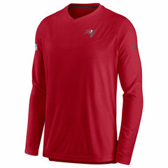 Tampa Bay Buccaneers Sideline Coach Chevron Lock Up Long Sleeve V-Neck Performance T-Shirt - Red - Nike