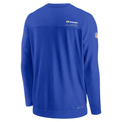 Los Angeles Rams Sideline Coach Chevron Lock Up Long Sleeve V-Neck Performance T-Shirt - Royal - Nike