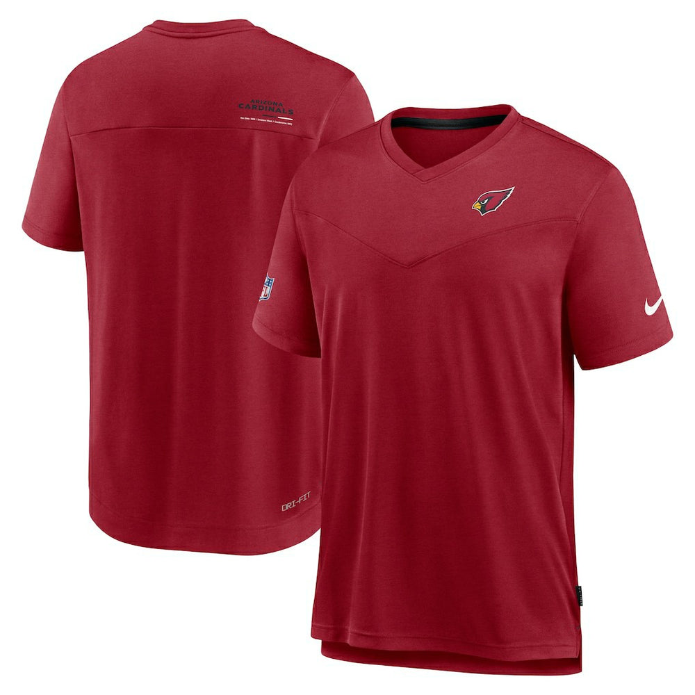 Arizona Cardinals Sideline Coach Chevron Lock Up Logo V-Neck Performance T-Shirt - Cardinal - Nike