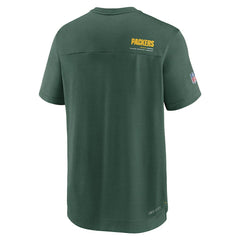 Green Bay Packers Sideline Coach Chevron Lock Up Logo V-Neck Performance T-Shirt - Heather Kelly Green - Nike