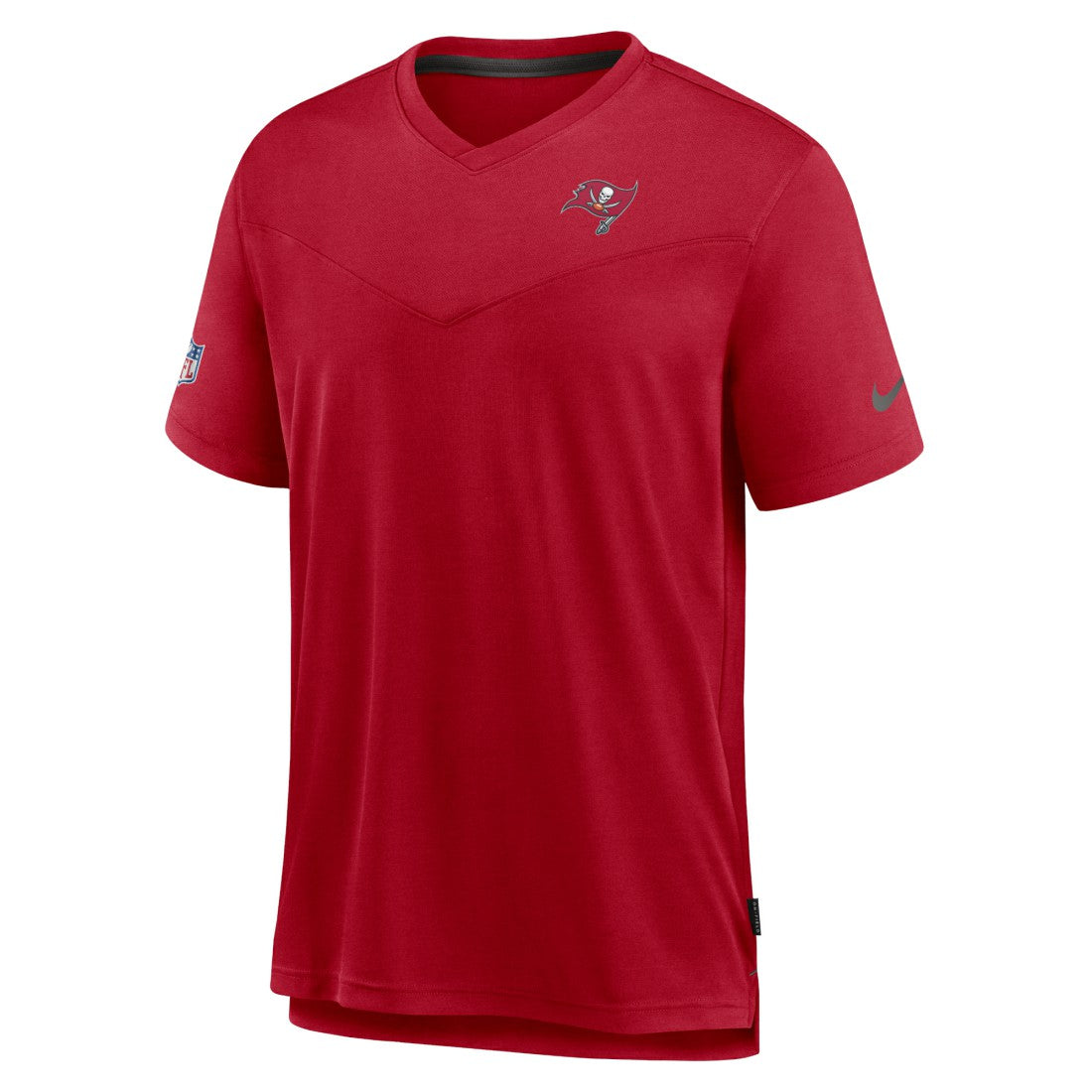 Tampa Bay Buccaneers Sideline Coach Chevron Lock Up Logo V-Neck Performance T-Shirt - Red - Nike