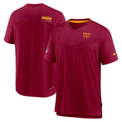 Washington Commanders Sideline Coach Chevron Lock Up Logo V-Neck Performance T-Shirt - Burgundy - Nike