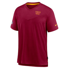 Washington Commanders Sideline Coach Chevron Lock Up Logo V-Neck Performance T-Shirt - Burgundy - Nike
