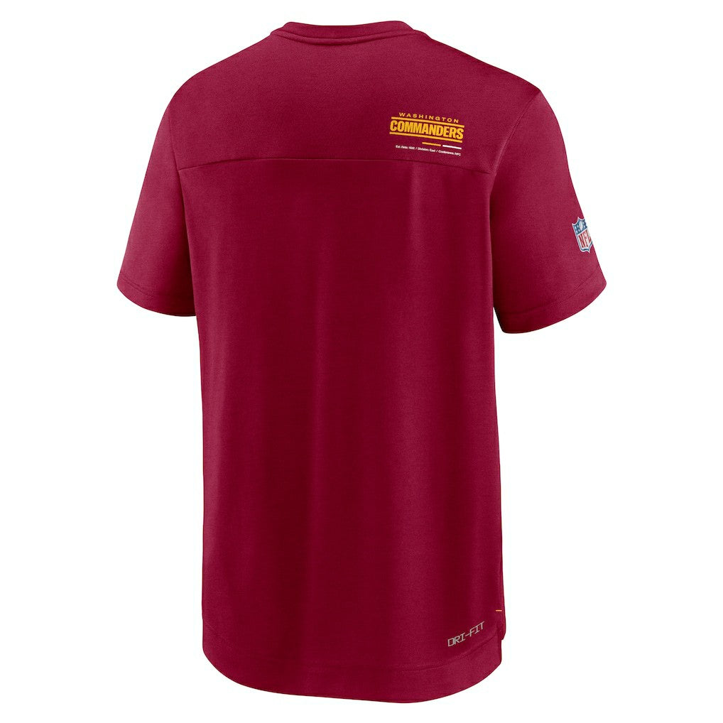 Washington Commanders Sideline Coach Chevron Lock Up Logo V-Neck Performance T-Shirt - Burgundy - Nike