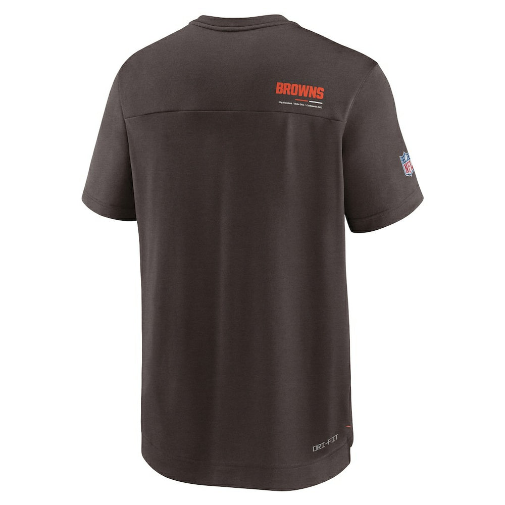 Cleveland Browns Sideline Coach Chevron Lock Up Logo V-Neck Performance T-Shirt - Brown - Nike