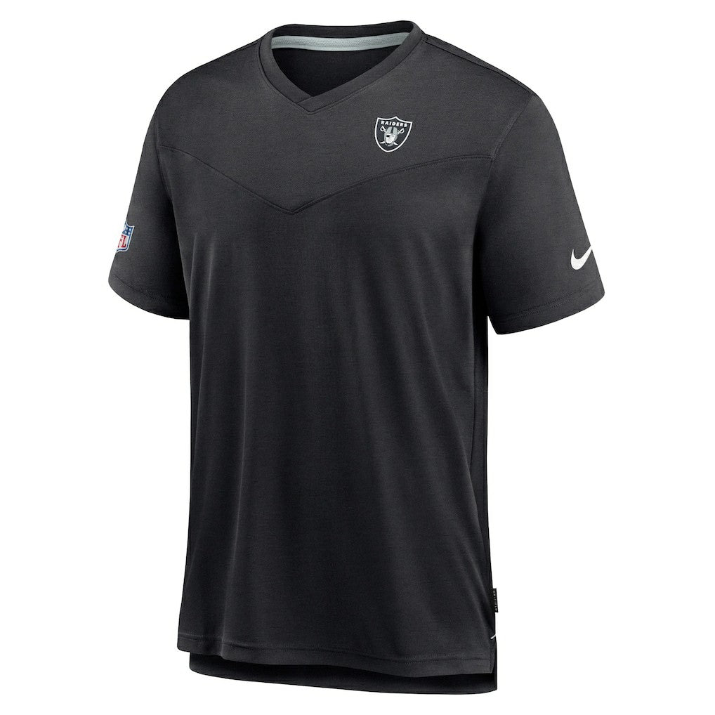 Las Vegas Raiders Sideline Coach Chevron Lock Up Logo V-Neck Performance T-Shirt - Black - Nike