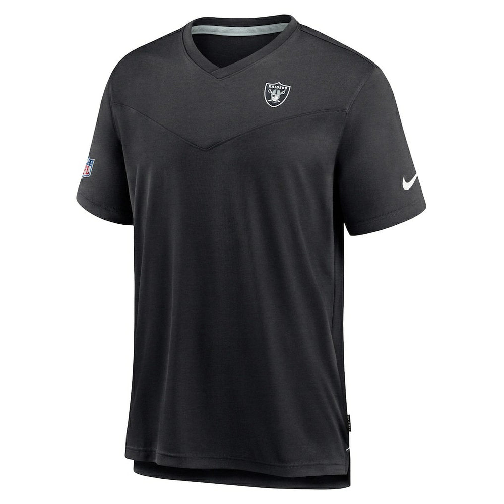 Las Vegas Raiders Sideline Coach Chevron Lock Up Logo V-Neck Performance T-Shirt - Black - Nike