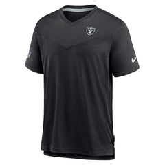 Las Vegas Raiders Sideline Coach Chevron Lock Up Logo V-Neck Performance T-Shirt - Black - Nike