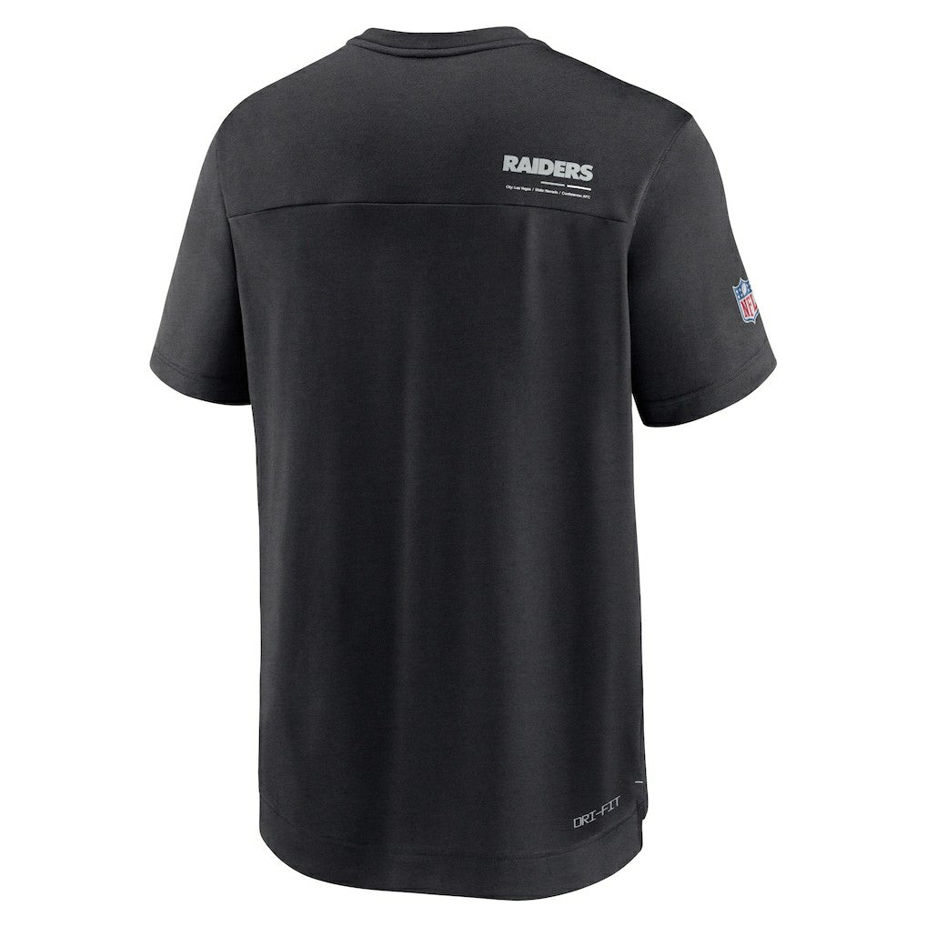 Las Vegas Raiders Sideline Coach Chevron Lock Up Logo V-Neck Performance T-Shirt - Black - Nike