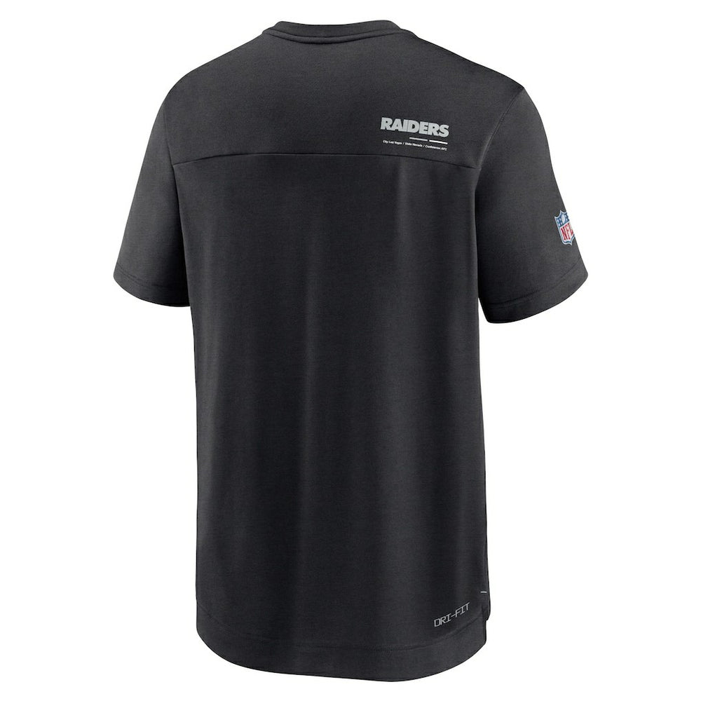 Las Vegas Raiders Sideline Coach Chevron Lock Up Logo V-Neck Performance T-Shirt - Black - Nike