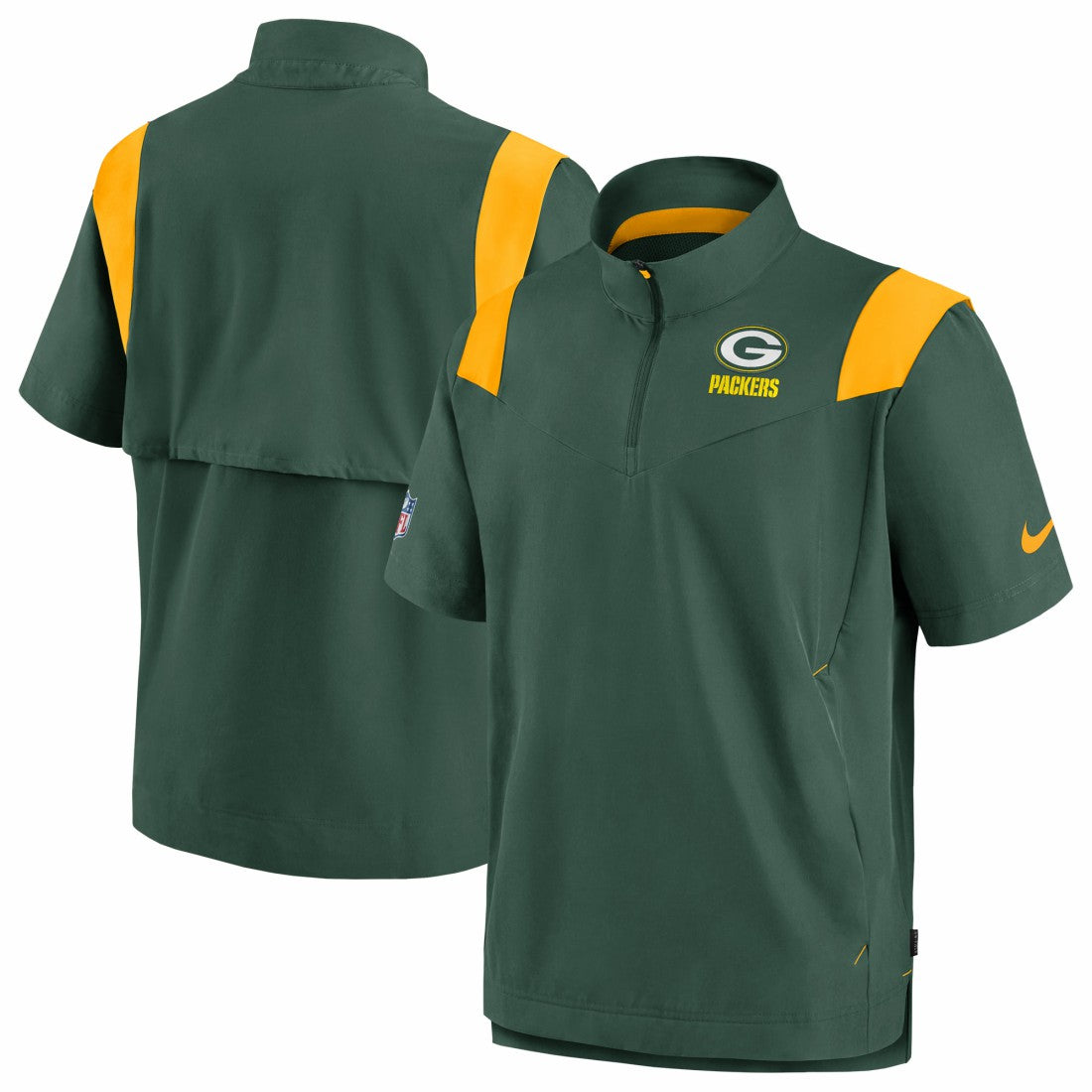 Green Bay Packers Sideline Coaches Chevron Lockup Pullover Top - Kelly Green - Nike