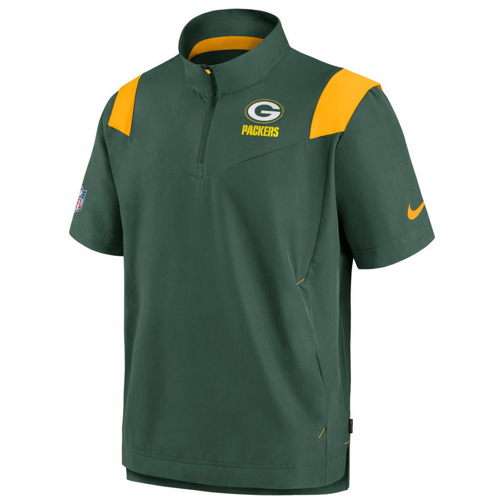 Green Bay Packers Sideline Coaches Chevron Lockup Pullover Top - Kelly Green - Nike