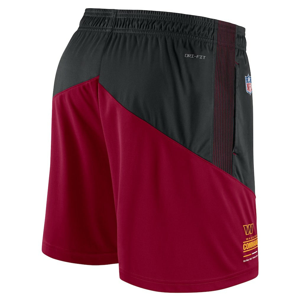 Washington Commanders Sideline Primary Lockup Performance Shorts - Black/Burgundy - Nike