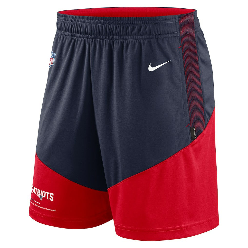 New England Patriots Sideline Primary Lockup Performance Shorts - Navy/Red - Nike