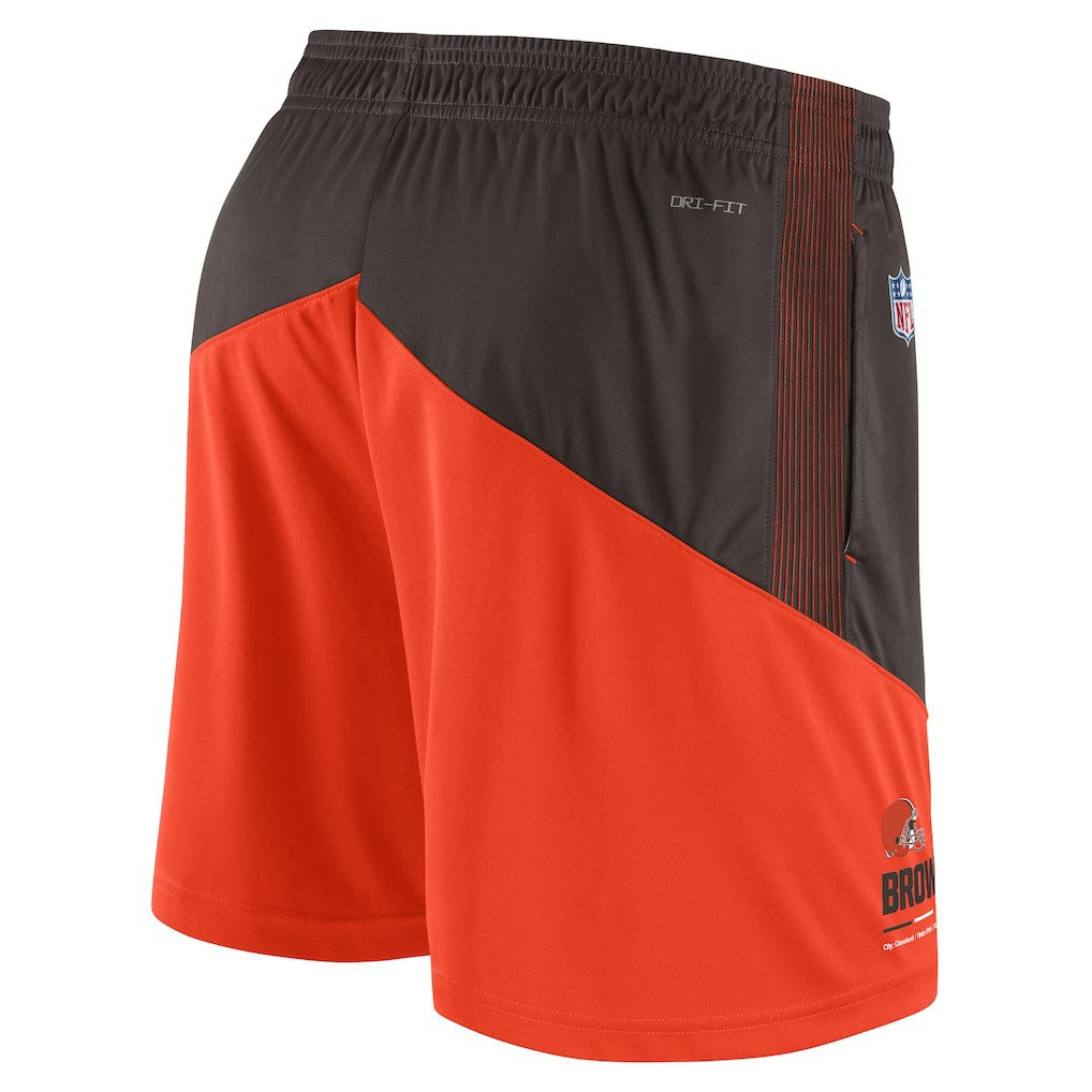 Cleveland Browns Sideline Primary Lockup Performance Shorts - Brown/Orange - Nike