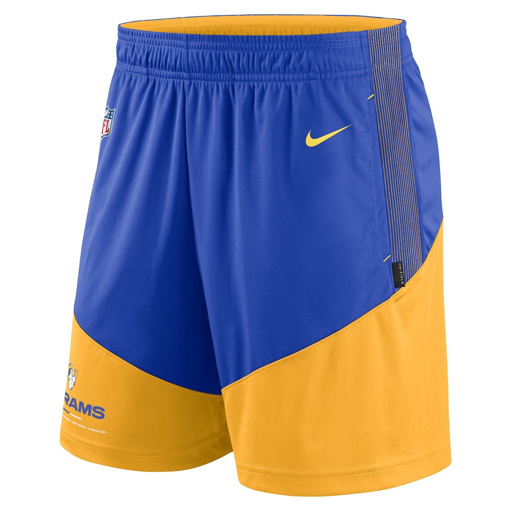 Los Angeles Rams Sideline Primary Lockup Performance Shorts - Royal/Gold - Nike
