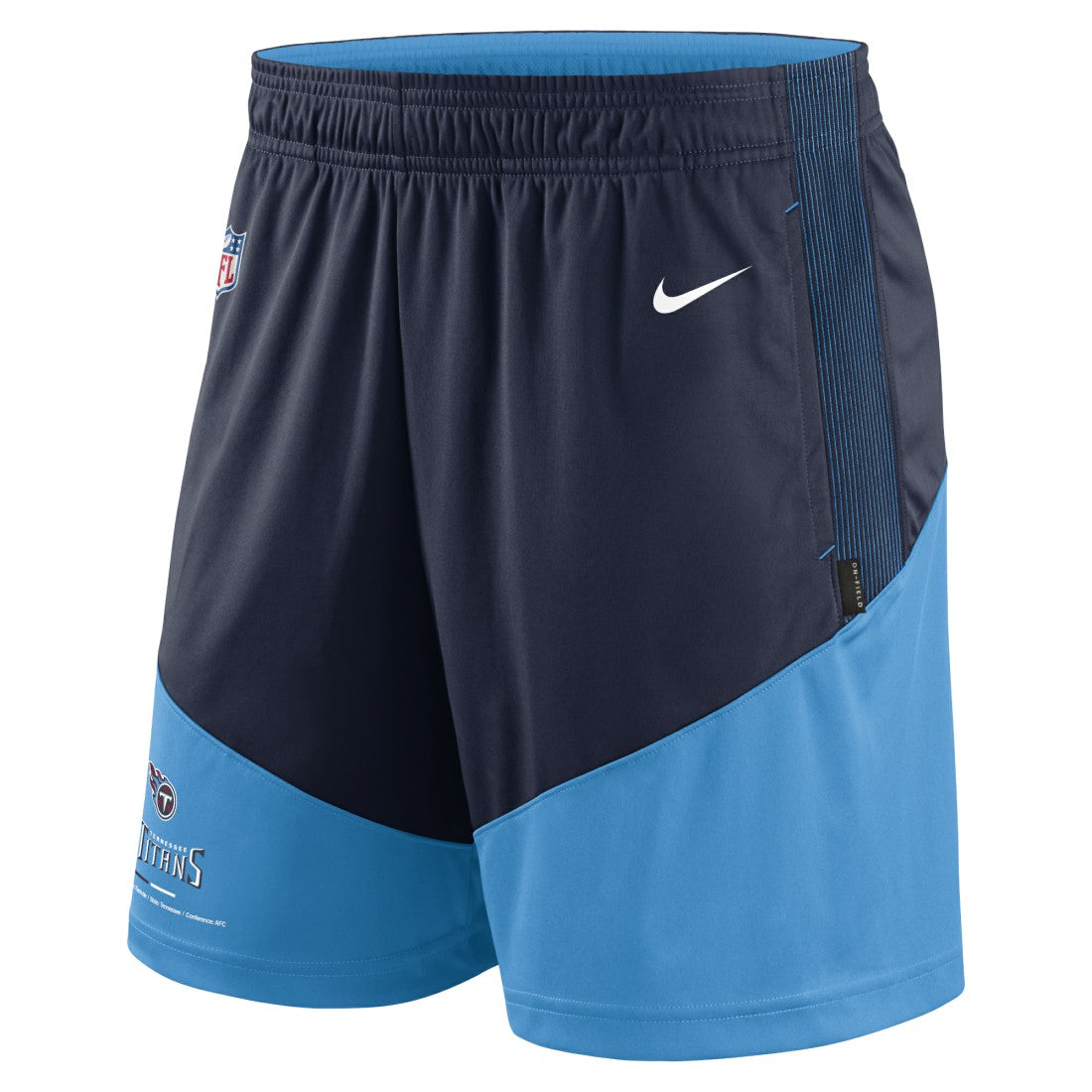 Tennessee Titans Sideline Primary Lockup Performance Shorts - Navy/Light Blue - Nike