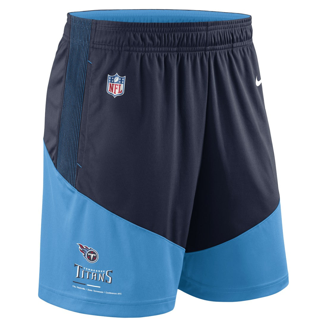 Tennessee Titans Sideline Primary Lockup Performance Shorts - Navy/Light Blue - Nike