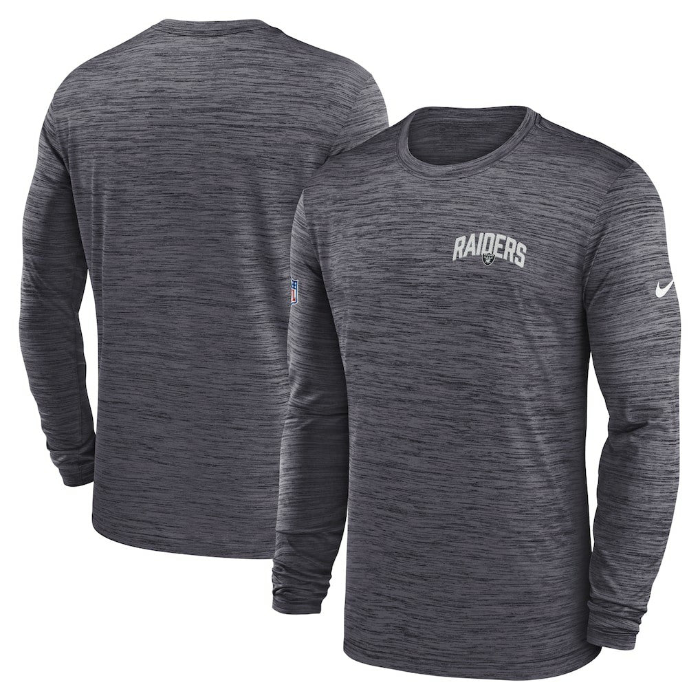 Las Vegas Raiders Sideline Velocity Athletic Stack Performance Long Sleeve T-Shirt - Charcoal - Nike