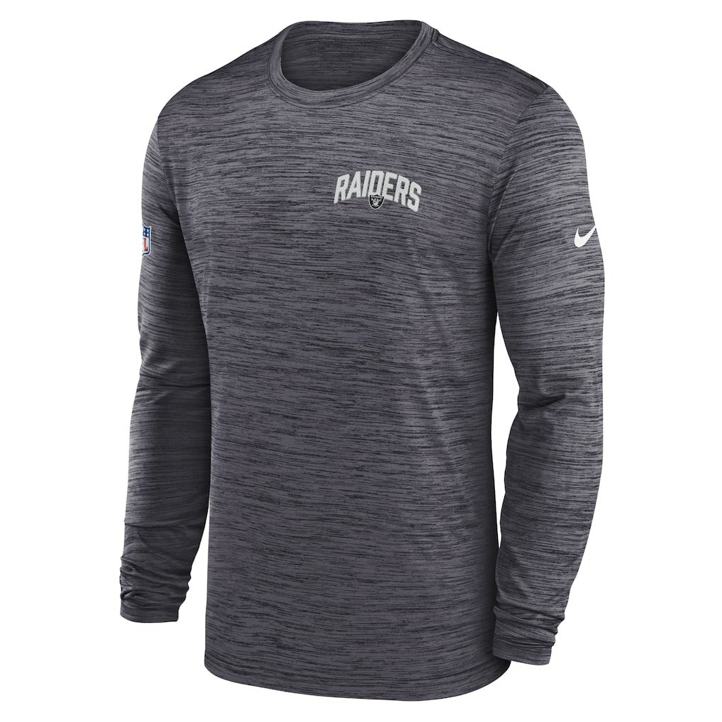 Las Vegas Raiders Sideline Velocity Athletic Stack Performance Long Sleeve T-Shirt - Charcoal - Nike