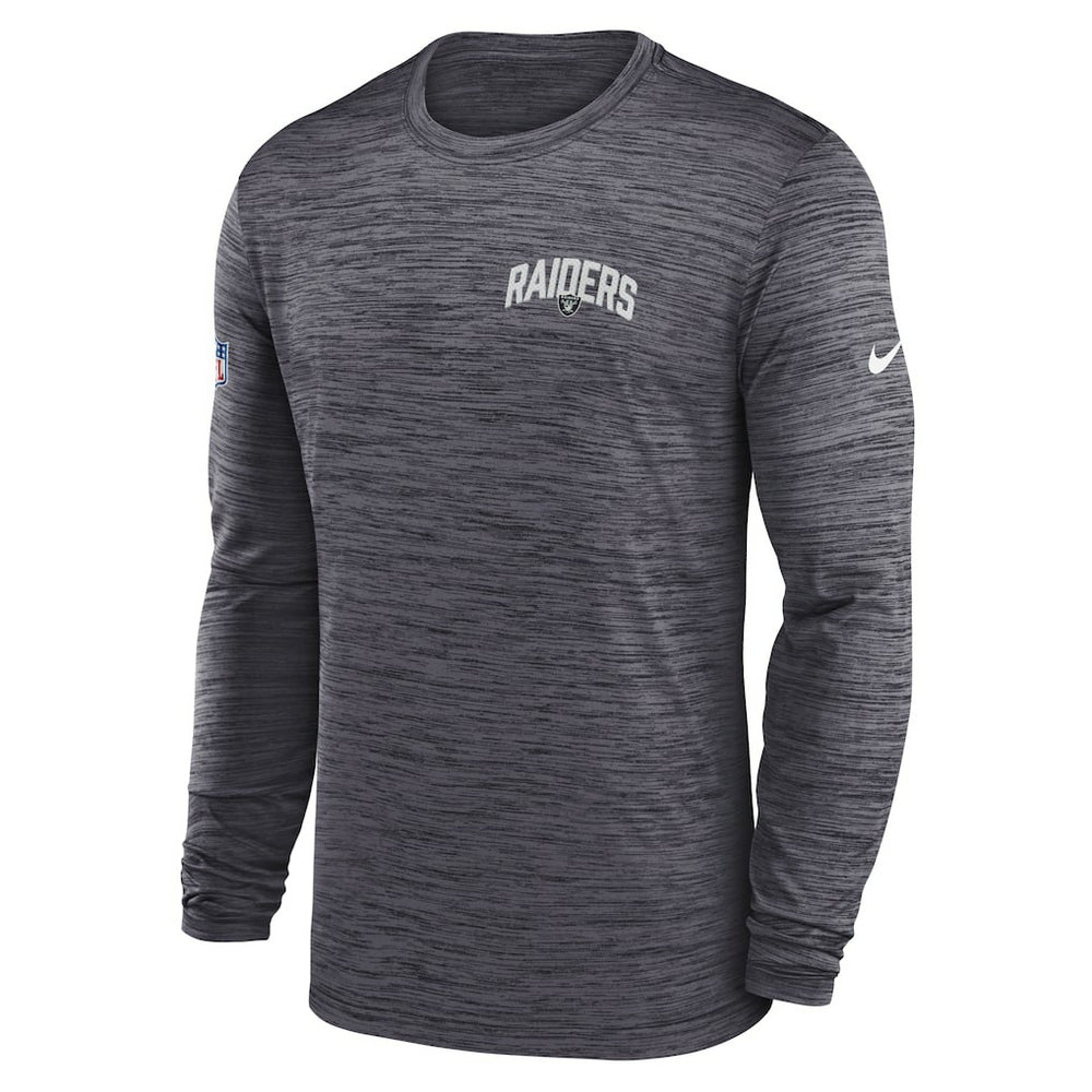 Las Vegas Raiders Sideline Velocity Athletic Stack Performance Long Sleeve T-Shirt - Charcoal - Nike
