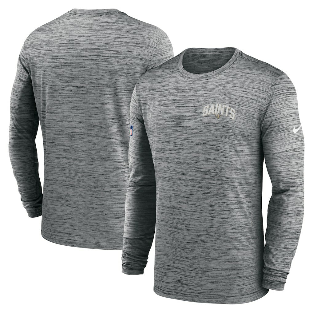 New Orleans Saints Sideline Velocity Athletic Stack Performance Long Sleeve T-Shirt - Gray - Nike