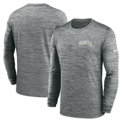 New Orleans Saints Sideline Velocity Athletic Stack Performance Long Sleeve T-Shirt - Gray - Nike