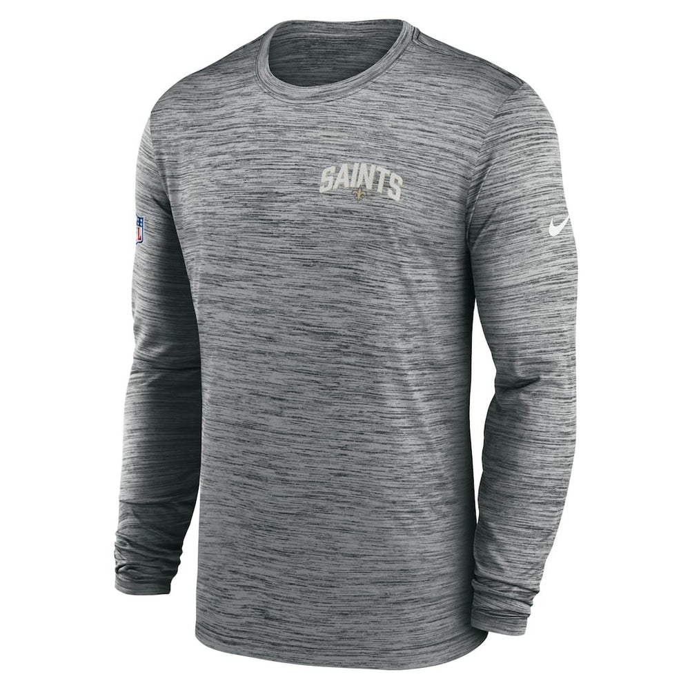 New Orleans Saints Sideline Velocity Athletic Stack Performance Long Sleeve T-Shirt - Gray - Nike