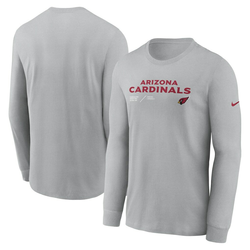 Arizona Cardinals Sideline Infograph Lock Up Performance Long Sleeve T-Shirt - Gray - Nike