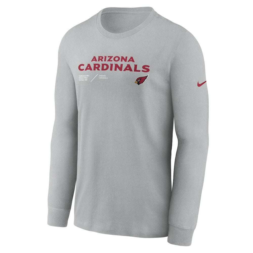 Arizona Cardinals Sideline Infograph Lock Up Performance Long Sleeve T-Shirt - Gray - Nike
