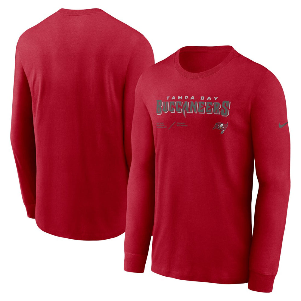 Tampa Bay Buccaneers Sideline Infograph Lock Up Performance Long Sleeve T-Shirt - Red - Nike