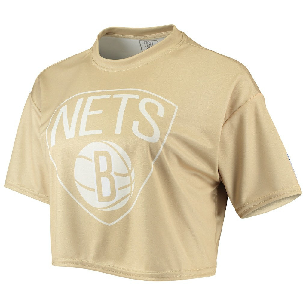 Brooklyn Nets Women's Tan Sand Crop Top