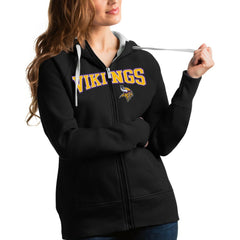 Minnesota Vikings Antigua Women's Wordmark Victory Full-Zip Hoodie - Black - NFL