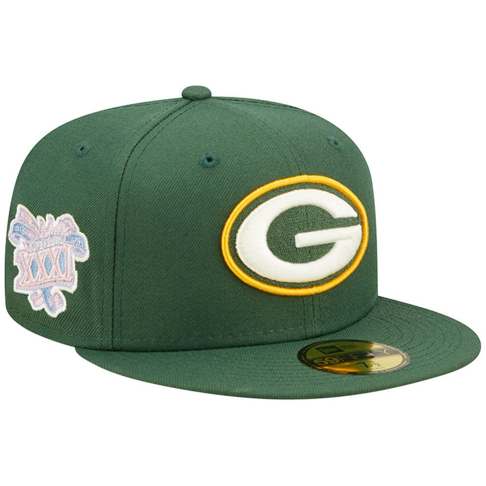 Green Bay Packers New Era Super Bowl XXXI Purple Pop Sweat 59FIFTY Fitted Hat - Green - NFL