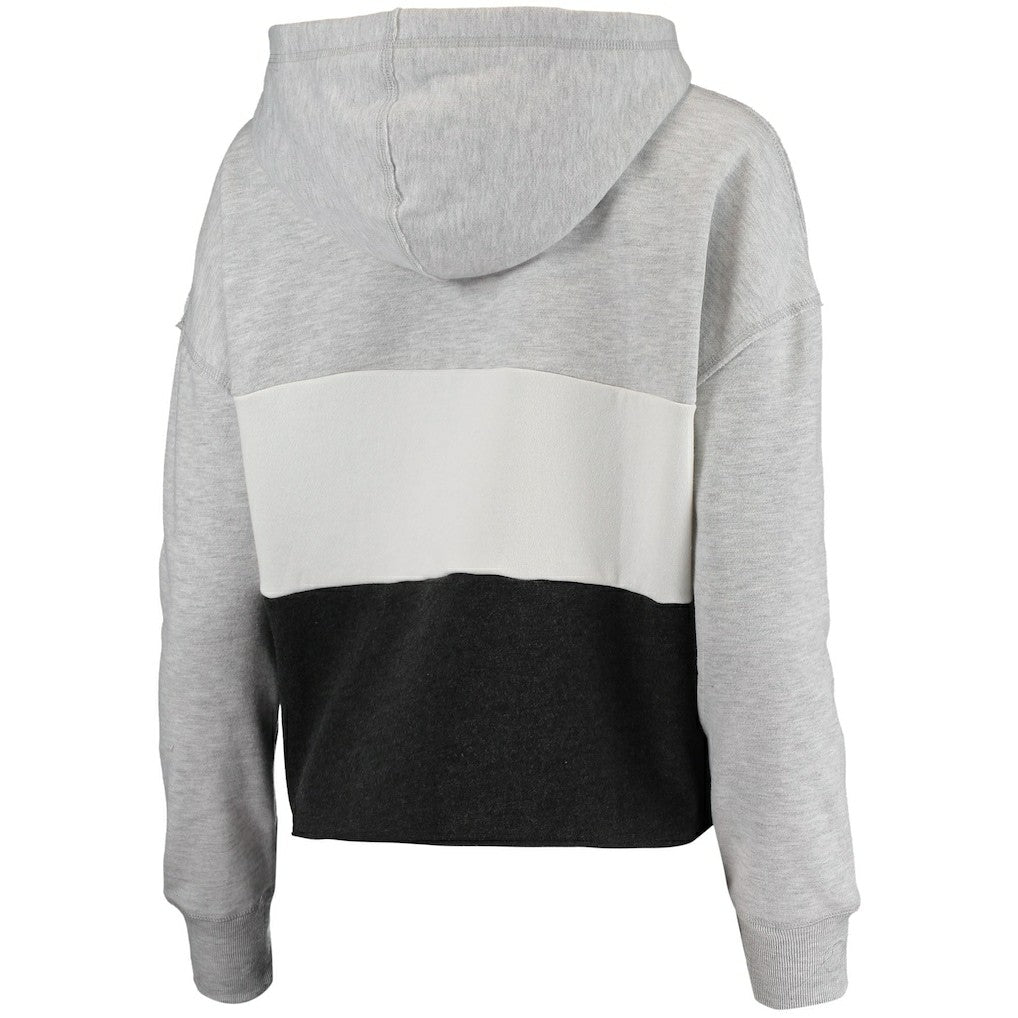 47 brand Brooklyn Nets '47 Women's Lizzy Cutoff Pullover Hoodie Heathered Gray/Heathered Black