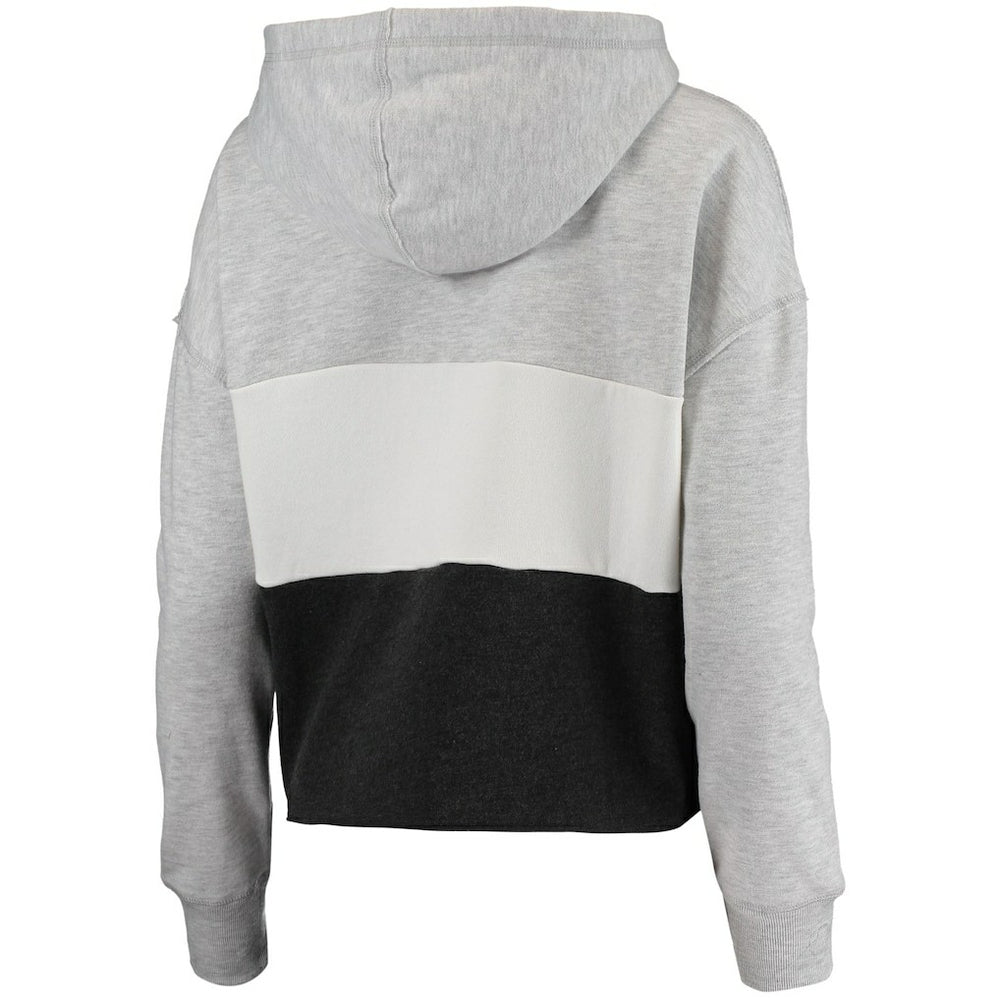 47 brand Brooklyn Nets '47 Women's Lizzy Cutoff Pullover Hoodie Heathered Gray/Heathered Black